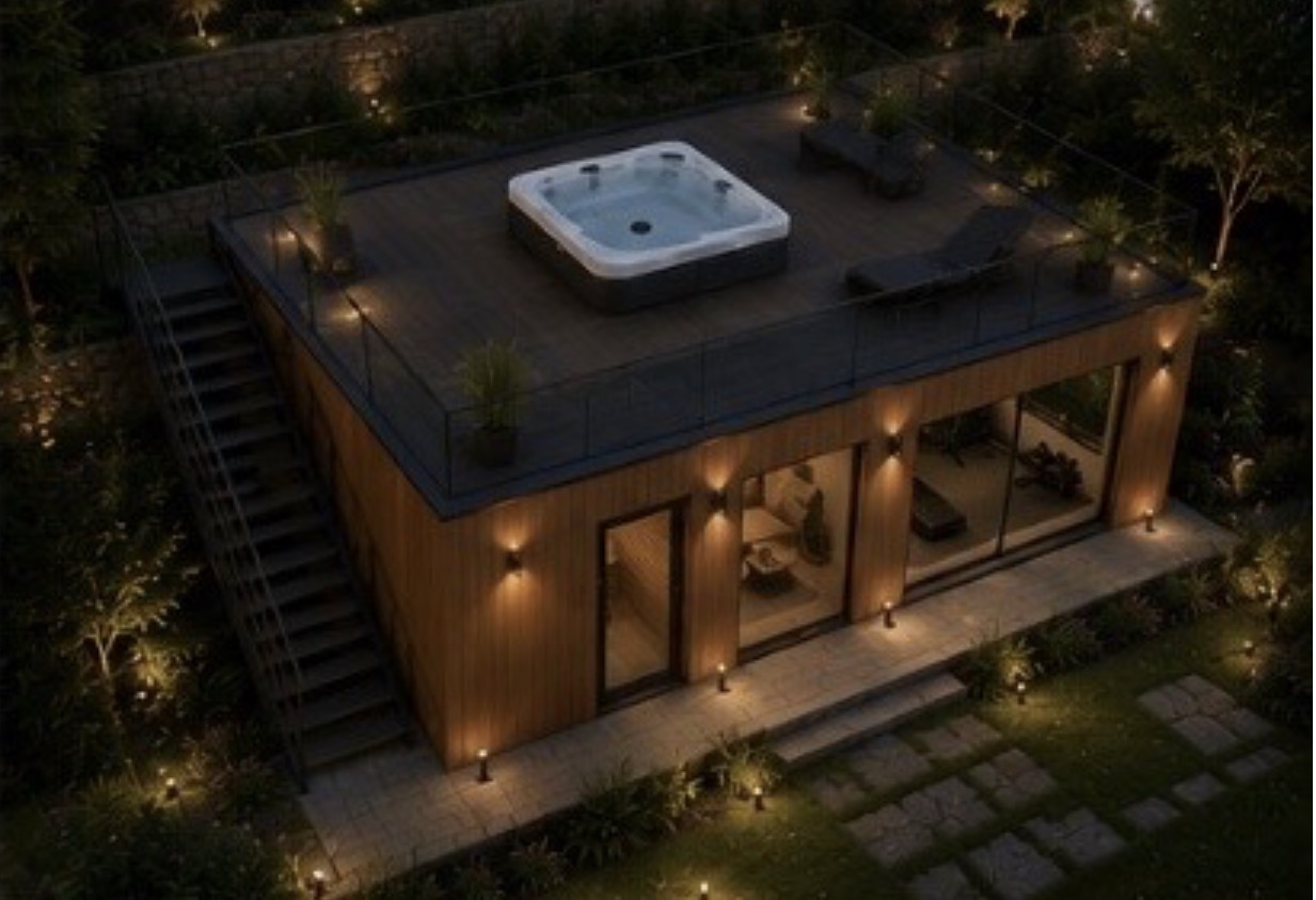 Střešní terasa s vířivkou Sunspa London